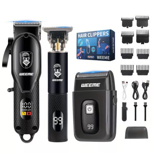 Professional Men Hair Clipper Cordless Beard Trimmer Electric Shaver Kit & Case - Picture 22 of 22