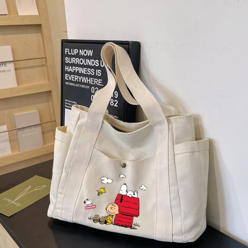 Snoopy Peanut Cartoon Canvas Tote Bag – Trendy Women's Shoulder Bag