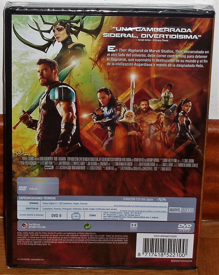 THOR RAGNAROK DVD NUEVO PRECINTADO ACCION AVENTURAS MARVEL (SIN ABRIR) R2 - Imagen 2 de 2