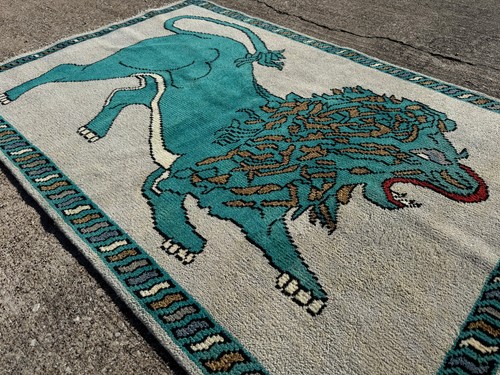4x6 GREEN WOOL RUG HAND-KNOTTED heriz HANDMADE oriental carpet handwoven oushak - Picture 5 of 13