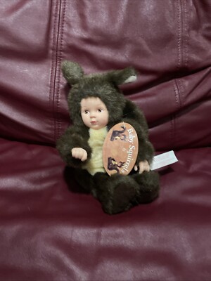 Anne Geddes Baby Squirrel Plush Stuffed Animal Doll With Hard Face Hands NWT