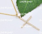 14k Solid Yellow gold Natural Diamond Cross pendant 0.22 ct — photo 2