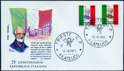 REP. IT. 1971 BUSTA F.D.C. 1. TAG MAZZINI KOMPLETTE SERIE (Abb)