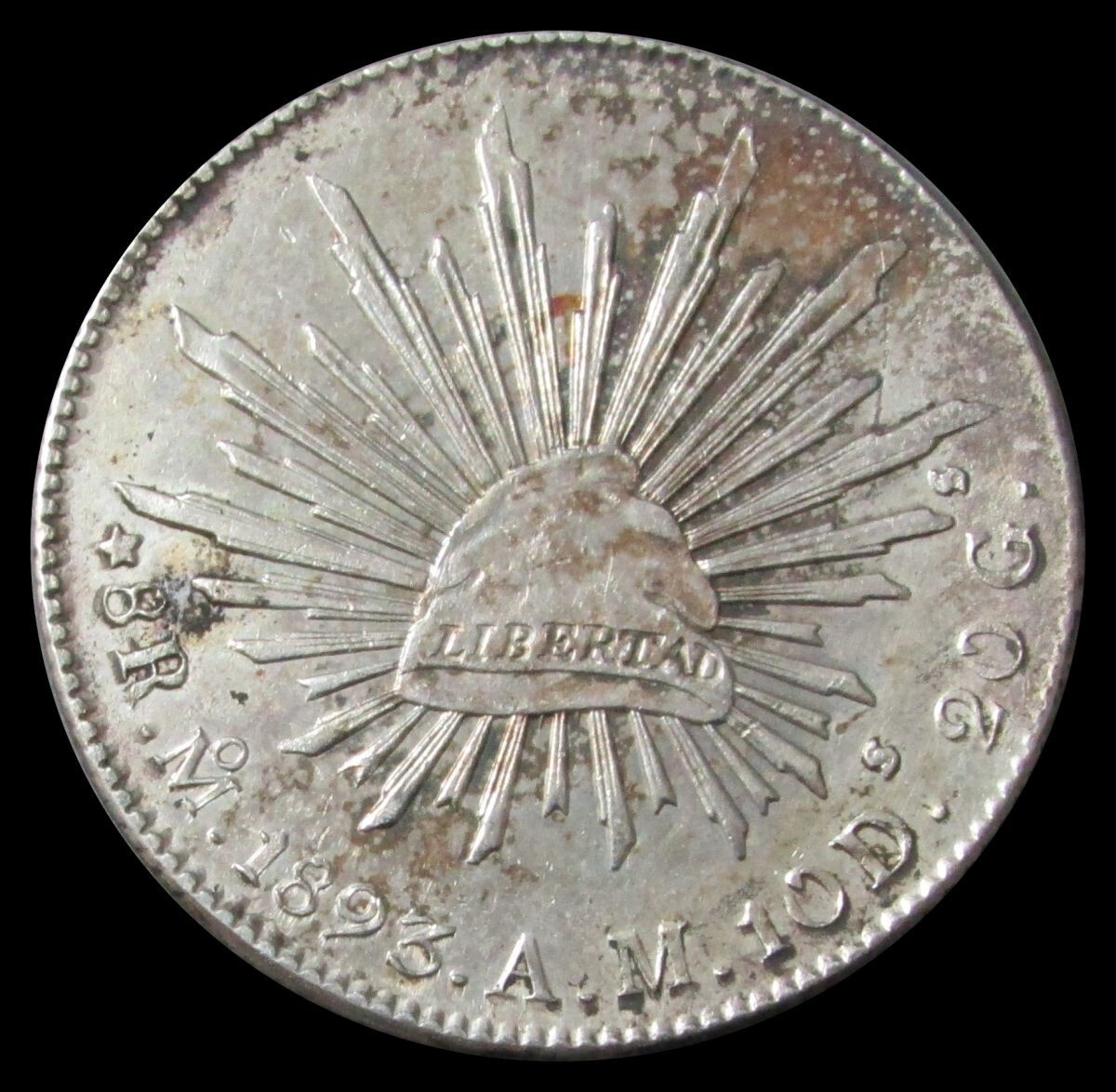 1893年-MO AM メキシコ 8レアル 自由の帽子大型銀貨 PCGS認証 1893年-MO AM メキシコ 8レアル 自由の帽子大型銀貨 PCGS認証