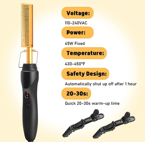 Hot Comb Hair Straightening Brush with Adjustable Settings, Fast Heating for Wig - Picture 2 of 10