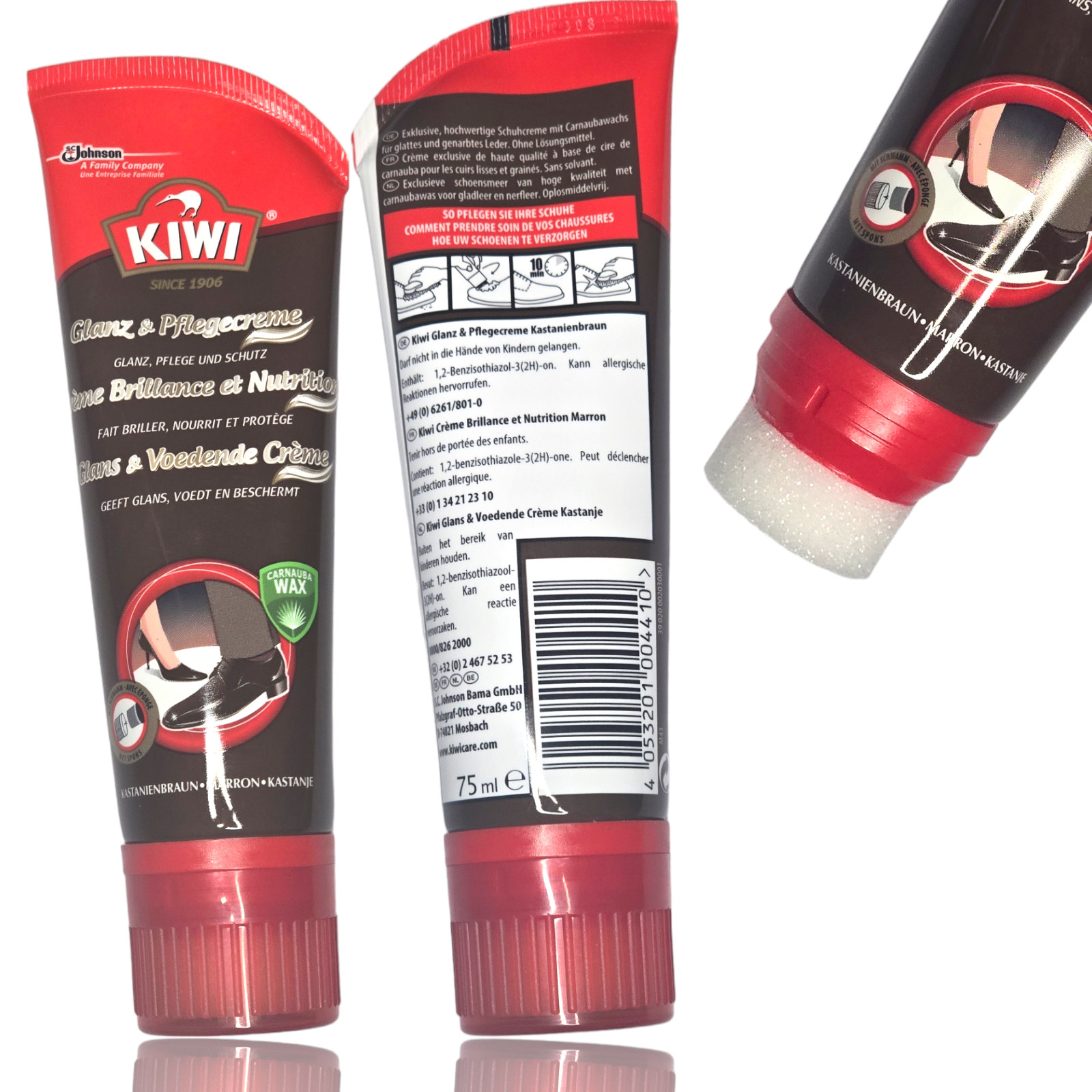 Crema para zapatos cuidado del calzado cuero kiwi brillo y crema de cuidado protección marrón castaño