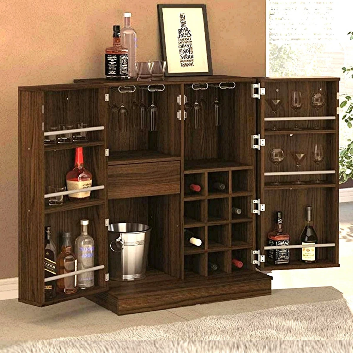Boahaus expandable bar cabinet cheap with wine storage