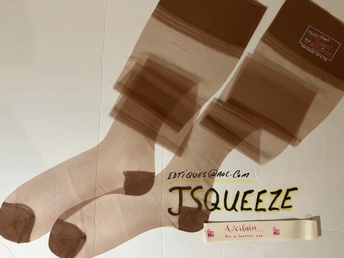 Paire De Bas Nylon Voile Vintage DORE DORE - Beige Foncé, Taille 1, Pointe Renforcée, Neufs Avec étiquette