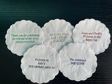 100 x Personalised Paper Coasters Wedding Anniversary Birthday Engagement Bar