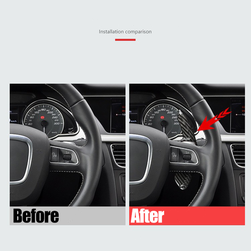 Black Carbon Fiber Car Steering Wheel Paddles Shifter For Audi A3 A4 A5 A6 A7 A8 - Picture 3 of 7