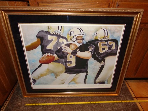 38x32in DREW BREES IN THE POCKET LIMITED EDITION PRINT 2/50 BY MOUSIE MMX -L188N