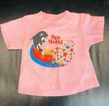 RARE Vintage 1984 Sea World Orca Whale T-Shirt Size 2T Shamu PINK FREE SHIP