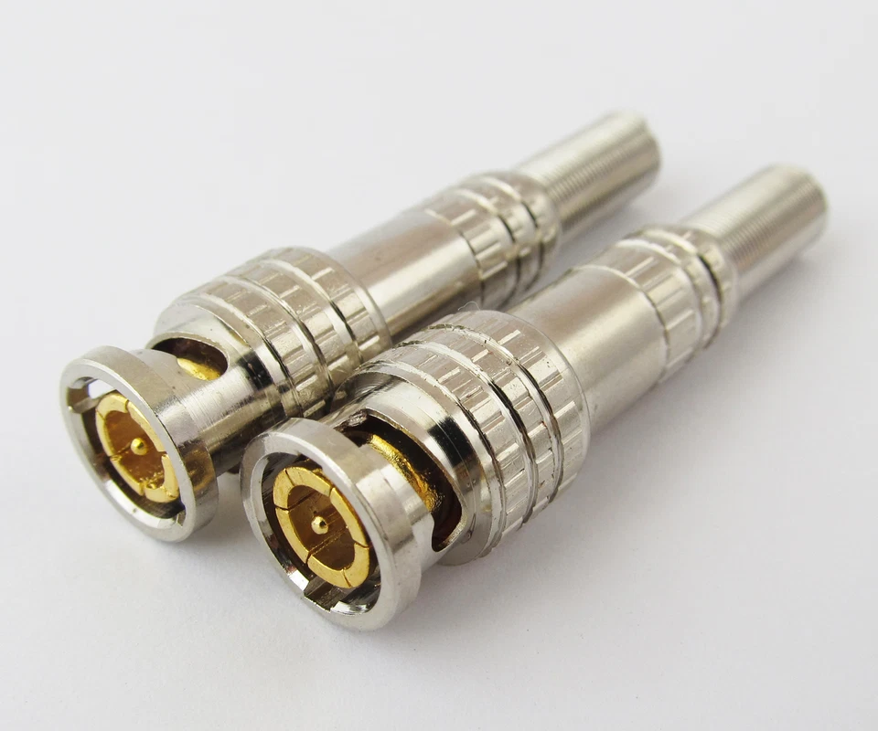10pcs BNC Male Metal Screw Plug Gold Pin w/spring for CCTV Video RG59 RG6 Cable - Image 2 of 4