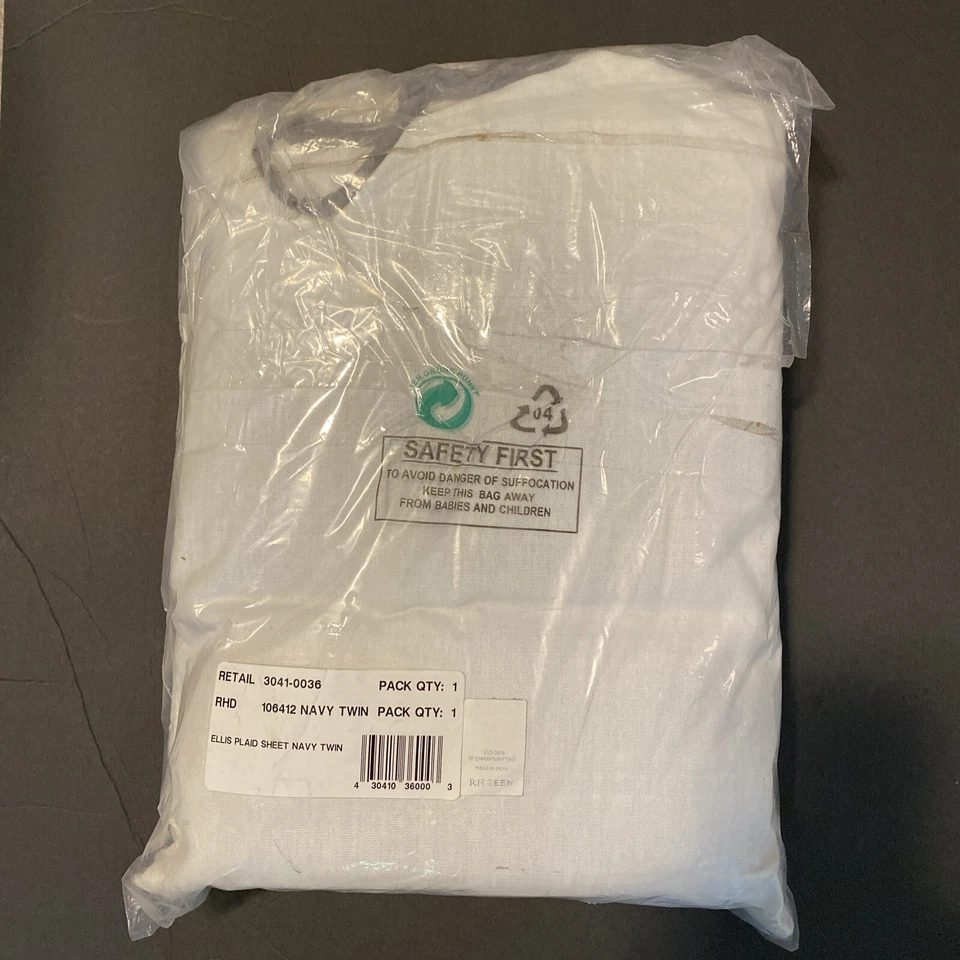 Juego de sábanas a cuadros Restoration Hardware Teen ELLIS, TWIN/TWIN XL, azul marino, nuevo con etiquetas Foto 4 de 4