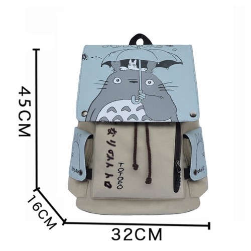 Japanese Anime Theme Canvas Backpack Totoro Attack on Titan Rucksack Schoolbag - Picture 10 of 22