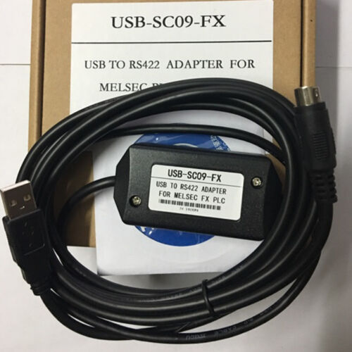 Black USB-SC09-FX PLC programming Cable Adapter For Mitsubishi MELSEC FX PLC - Afbeelding 1 van 3