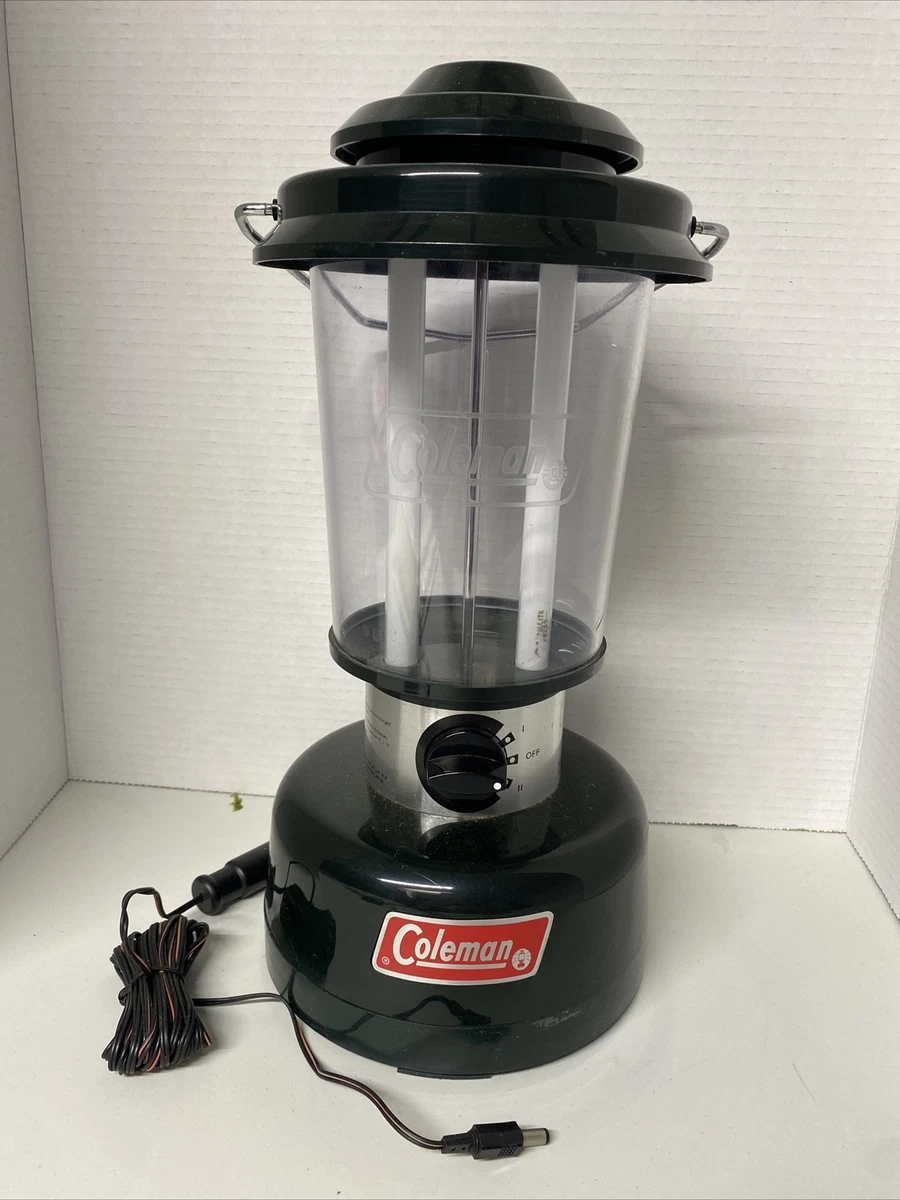 Coleman Battery Operated Fluorescent Lantern Model 5355-700 Camping 2 Bulb