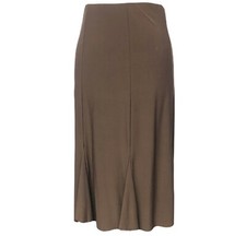 New Ladies Plain Elastic Waist Panel Godet Calf Midi Length Skirt Flared Work