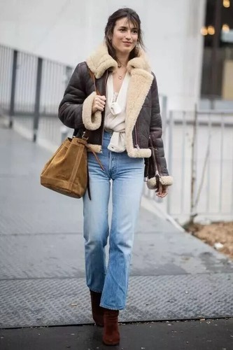 Women's RAF B3 Bomber Flying Pilot Aviator Fur Sheepskin Leather Jacket Coat - Picture 4 of 4