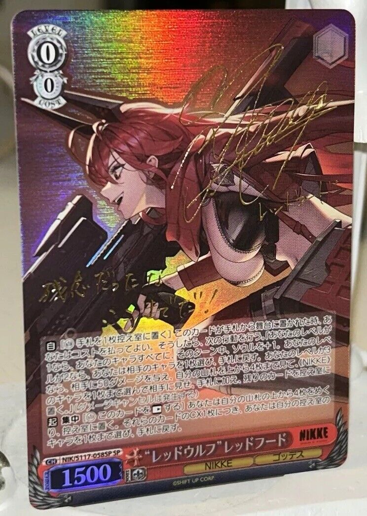 Signed Red Hood Foil Weiss Schwarz NIKKE NIK/S117-058SP SP Japanese NM Signed Red Hood Foil Weiss Schwarz NIKKE NIK/S117-058SP SP Japanese NM