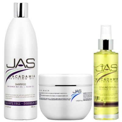 Jas Macadamia Shampoo + Mask 16oz + Serum 6oz w/Free Nail File