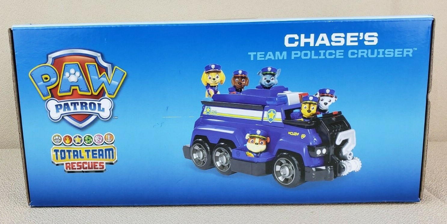 paw patrol police cruiser with 6 pups