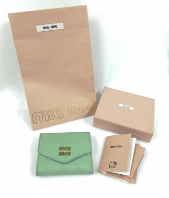 miumiu green vitello dyno wallet | eBay