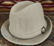 VTG Soft Wool Fedora Men Medium Brown Tan Beige Grandpa Hat Union Made In USA