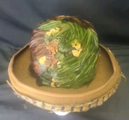 Mr John Vintage Feather Covered Wool Hat Made In USA 1960's - Picture 2 of 10