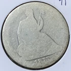 1875 S United States Seated Liberty Half Dollar 50c .900 Silver Coin