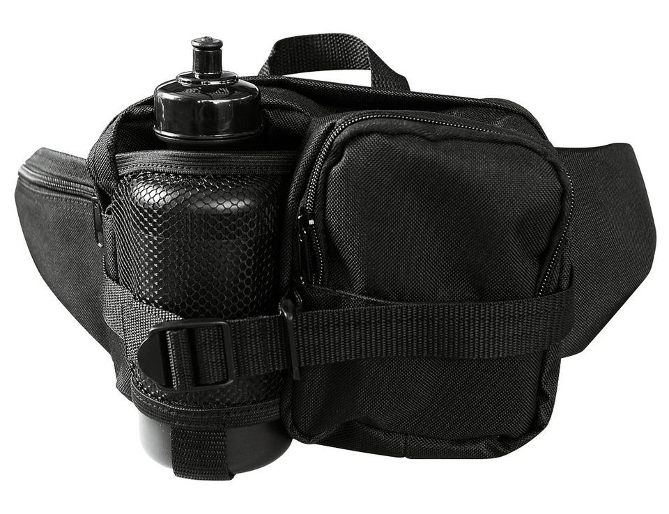 Bauchtasche Schwarz mit Trinkflasche »Doggy Bag« Gürteltasche Outdoor Pack