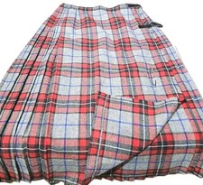 ARCHIE BROWN  SON-Womens Gray/Red Plaid Wool, Pleat Adjust. Scottish Kilt- 12 