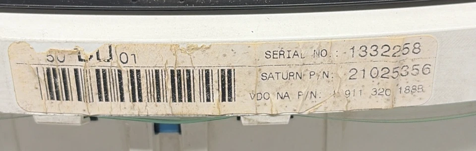 2002 Saturn SL2 SC2 1.9 DOHC instrumento medidor de velocidade cluster - Imagem 3 de 4