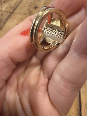 Authentic Vintage HERMES Corozo Ring Gold Plated Women, Size 8.25