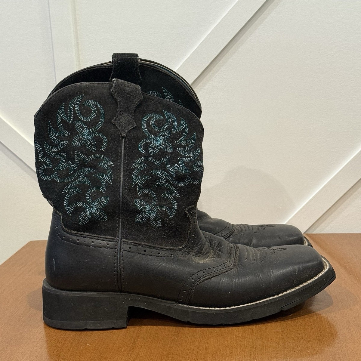 Ariat Fatbaby Womens Sz 10 B Black Suede Leather Square Toe