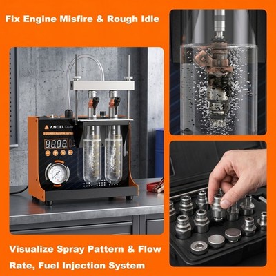 Fuel Injector Cleaner Tester Car Motorcycle Cleaning Machine 2Cylinder Adjutable