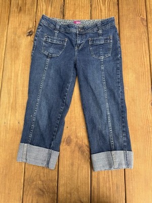 Vintage 90s Y2K Low Rise Personal Identity Denim Cuffed Capris 7/8 Juniors
