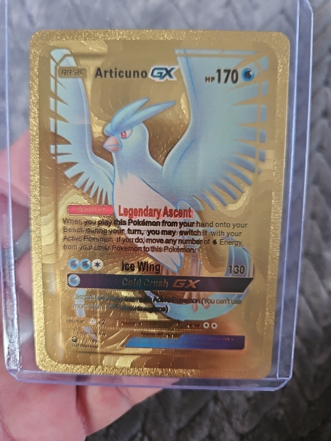 Articuno GX Gold Foil Fan Art Vinyl Textured Collector Pokemon Card 