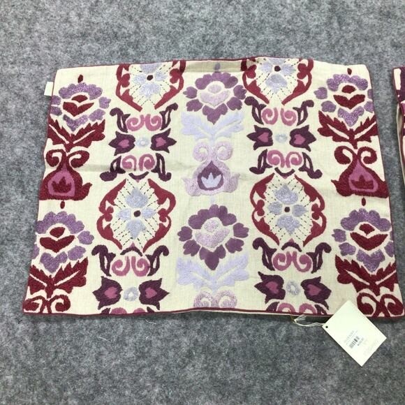 Kuk May Pillow Shams Abstract Purple Embroidered 20 x 20 Set Of 2 NWT 24 x 19