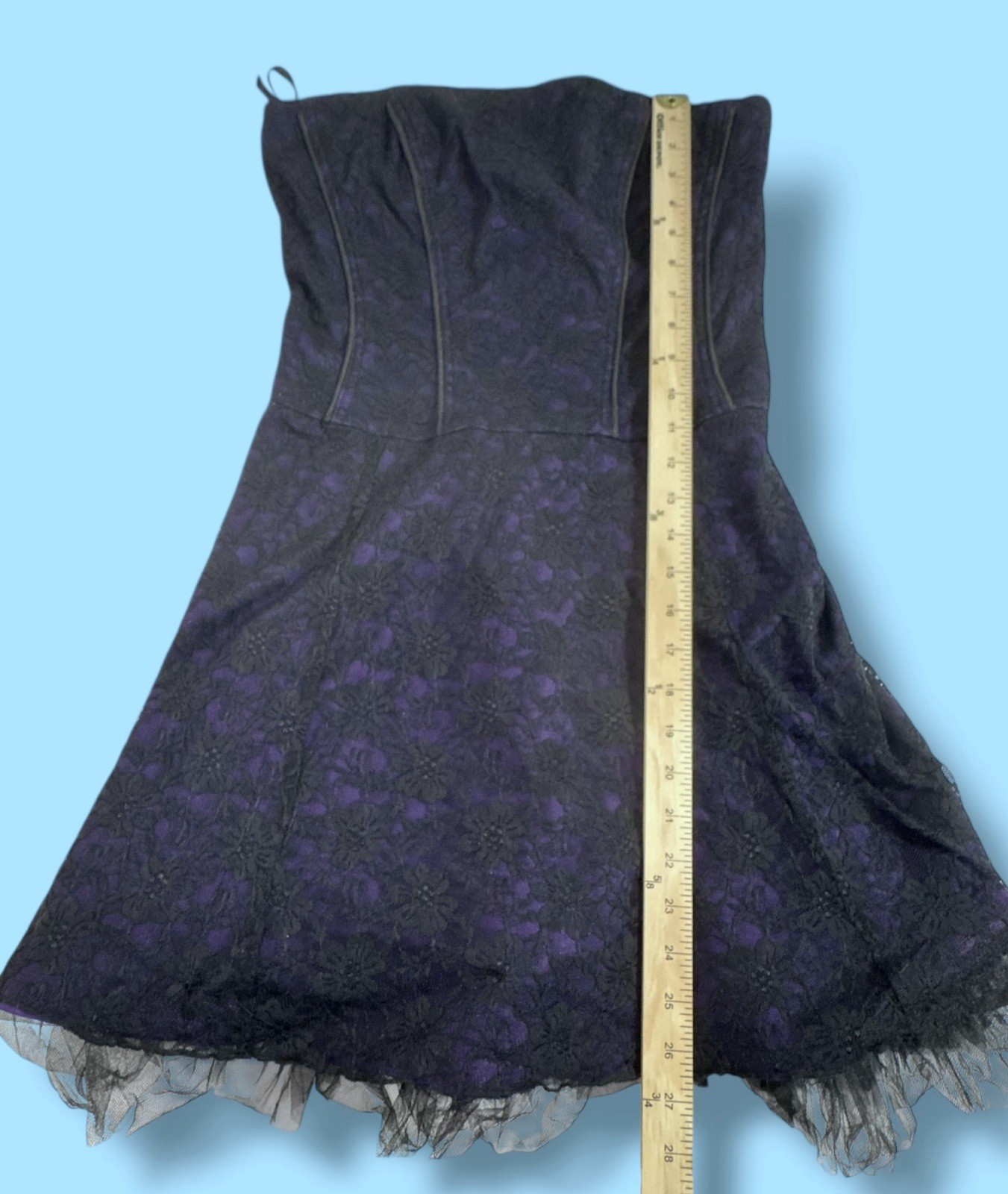 Tripp NYC Purple Black Lace up Corset Mesh tutu mini dress vintage y2k goth XL image 5