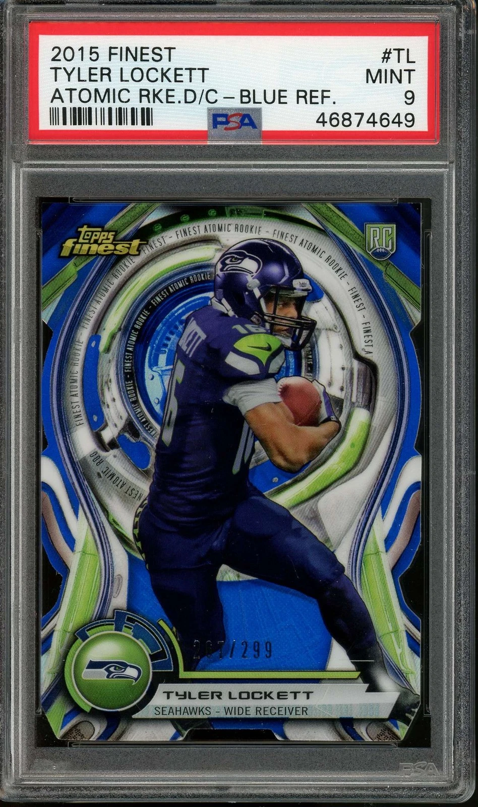 Tyler Lockett Finest Atomic Rookie Die-Cut #TL Blue Refractor