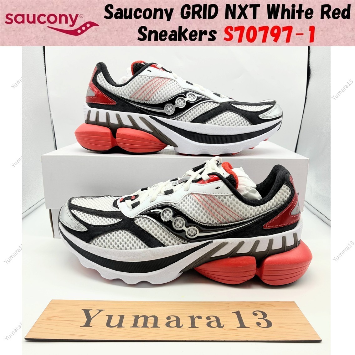 Saucony GRID NXT White Red Sneakers S70797-1 Men's Size