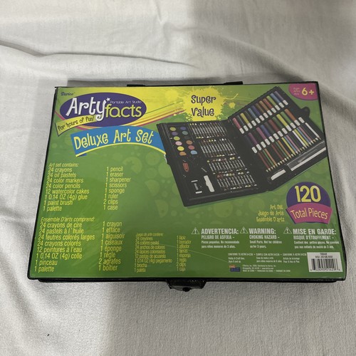 Darice Artyfacts Portable Art Studio DELUXE ART SET, 120 Total Pieces, Ages 6+,