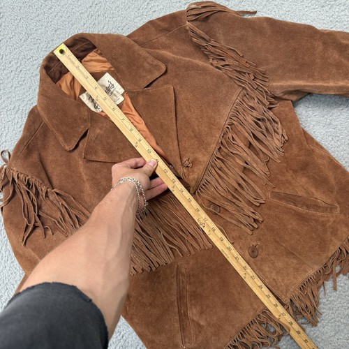 Chaqueta bolero de cuero con flecos Bermans de colección Western Cowboy Concho para hombre XL 44 gamuza - Imagen 8 de 14