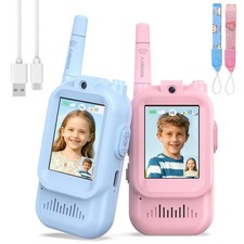 Video Walkie Talkies for Rechargeable, 2 Pack with Screen, Long Range Voice C...