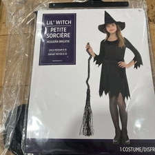 Lil’ Wicked Witch Halloween Costume Black Gothic Dress Up Child Girls Sz M 8-10