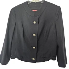 Vintage Tailored by Handmacher Navy Blue Cropped Button Front Jacket Small Med