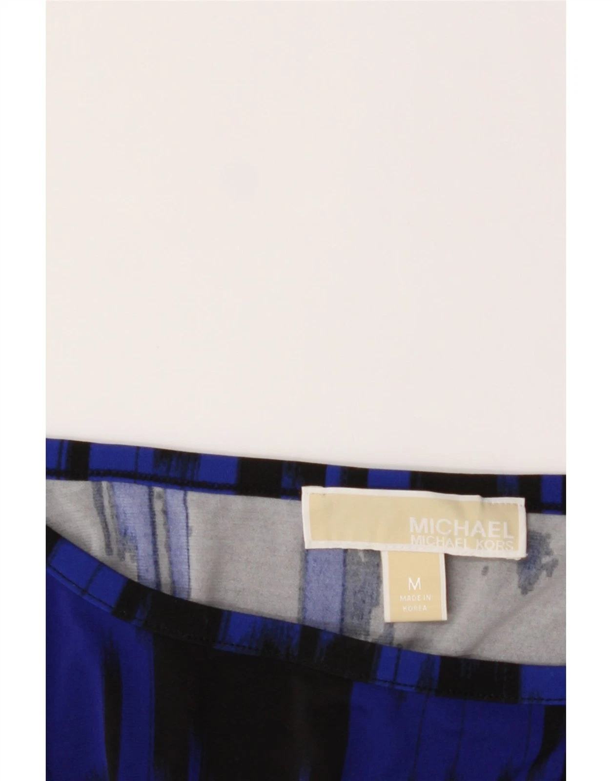 MICHAEL KORS abito donna manica lunga tubino UK 12 blu medio Ikat AB01
