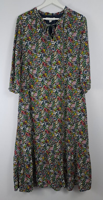 Seasalt Southern Sun Midi Dress Size 14 Floral Tiered 3/4 Sleeve