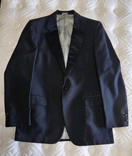 Alan Michaels Black Tuxedo Suit Set Satin Notch Lapel 38L Bow Tie Cumberbund